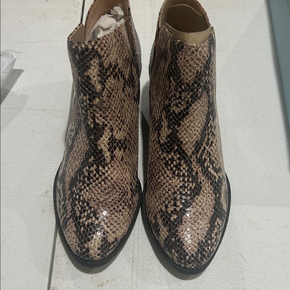Life Stride Snakeskin Pattern Ankle Booties